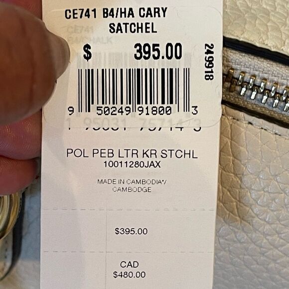 Coach - Cara Soft Pebble Leather Satchel Crossbody Bag. Dust Bag Chalk - Picture 15 of 15